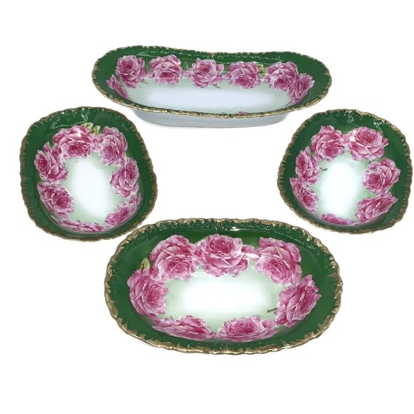 Steinmann a la France Pink Roses Celery Salt Condiment Dish Hand Painted Germany - Picture 3 of 8